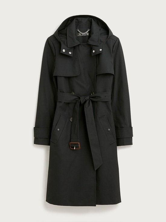 J. Crew Jackets & Blazers - J.Crew Women's Icon Trench Coat Black Size 14 Hooded Water-Repellent BF456 FA24